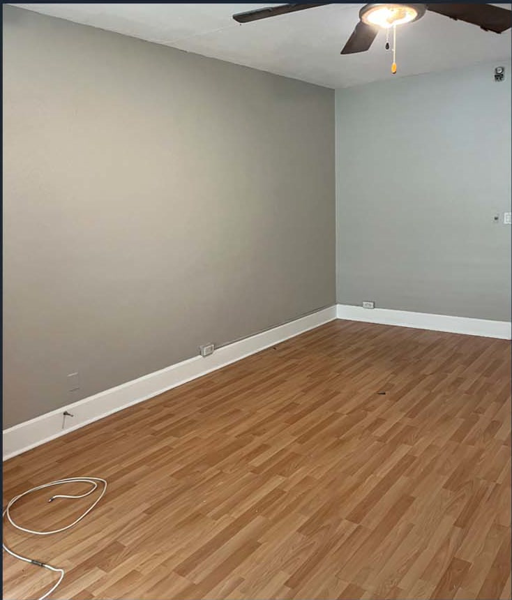 Finished room with wood-look flooring and painted walls