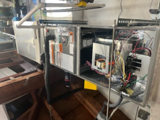 Air-handling equipment and refrigerant connections in a ceiling space