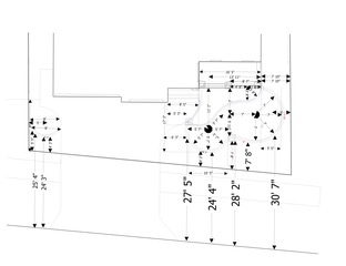 Owner-provided sketch with site dimensions and measured points